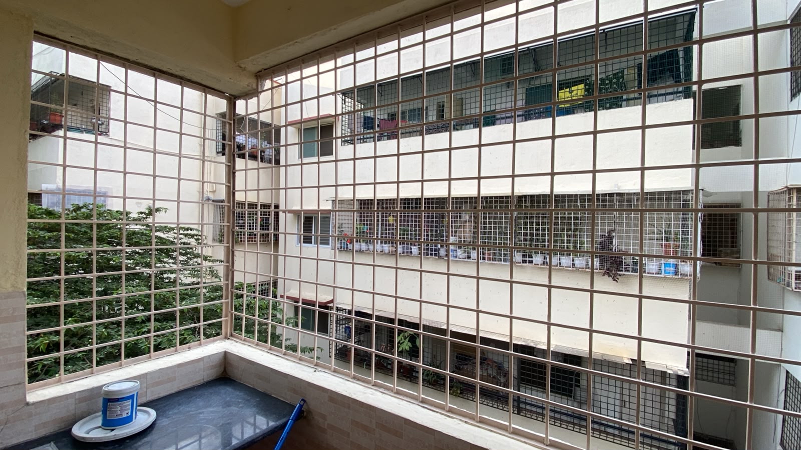 Pigeon Net Installation at Radiant White Orchid, Bannerghatta Road, Bengaluru - Kutbi Aluminium Glass & Hardware (Before)