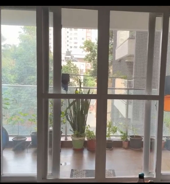 uPVC Sliding Window Mosquito Mesh Replacement at Shriram Southern Crest, JP Nagar, Bengaluru - Kutbi Aluminium Glass & Hardware (Before)