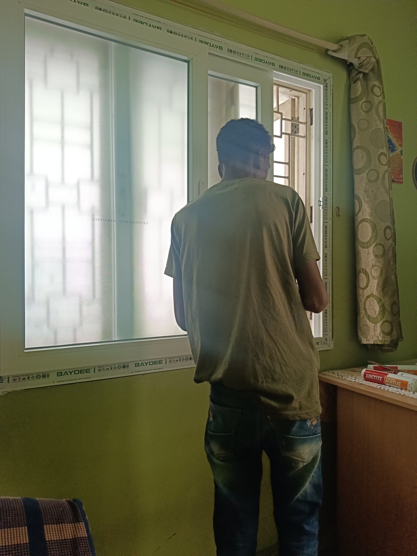 uPVC Sliding Window Installation with Mosquito Mesh at Bohra Layout, Bengaluru - Kutbi Aluminium Glass & Hardware