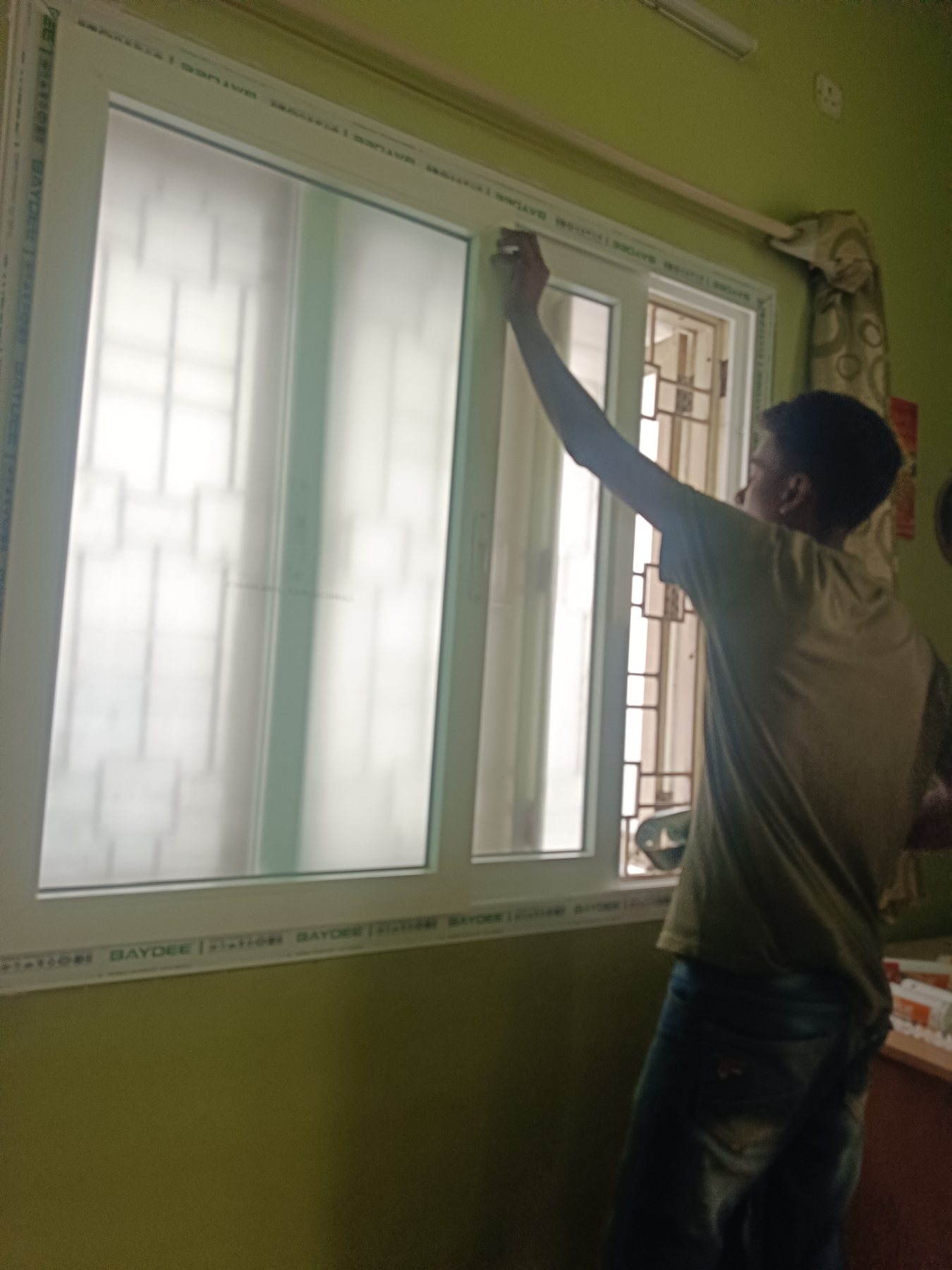 uPVC Sliding Window Installation with Mosquito Mesh at Bohra Layout, Bengaluru - Kutbi Aluminium Glass & Hardware