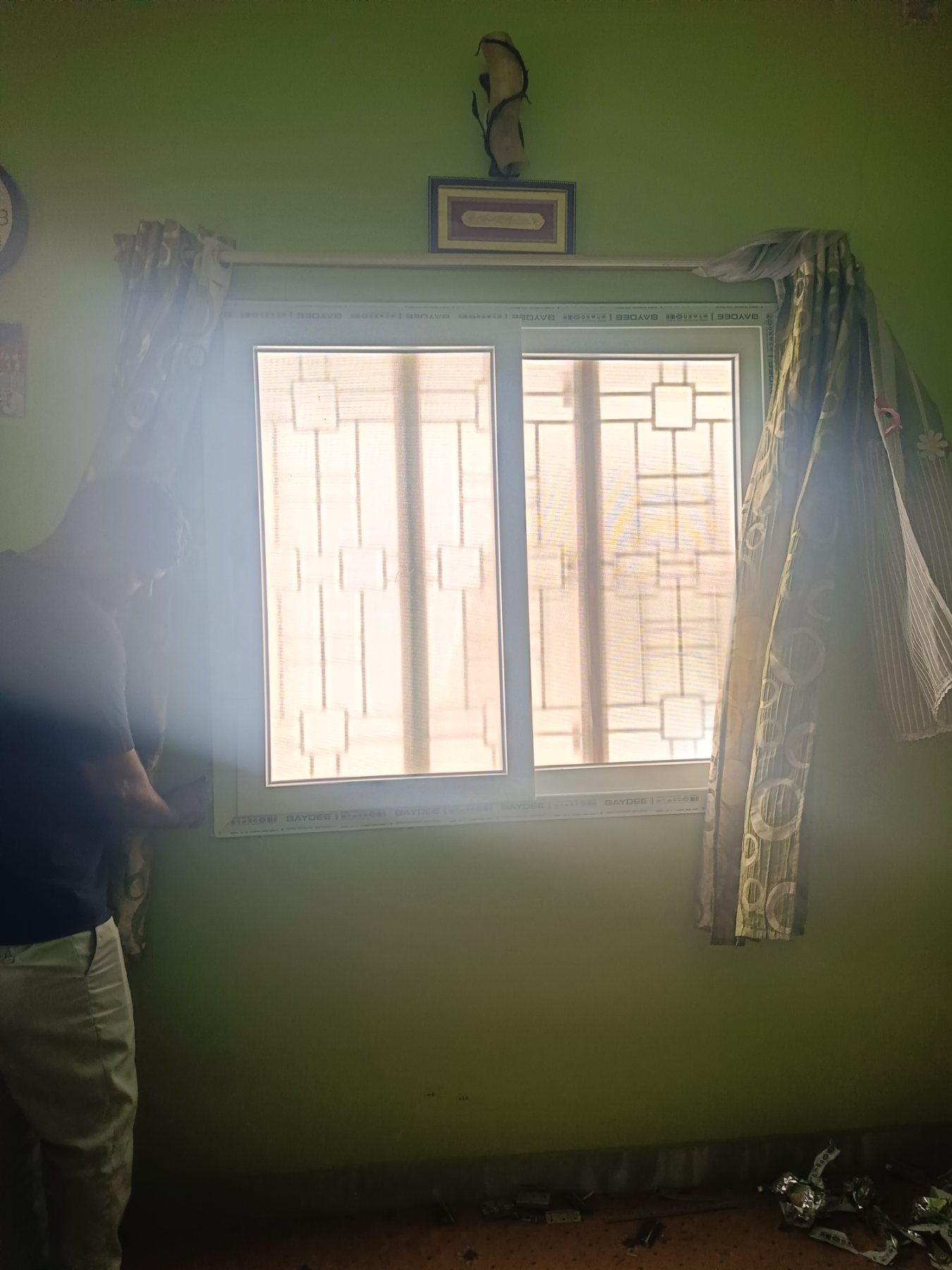 uPVC Sliding Window Installation with Mosquito Mesh at Bohra Layout, Bengaluru - Kutbi Aluminium Glass & Hardware